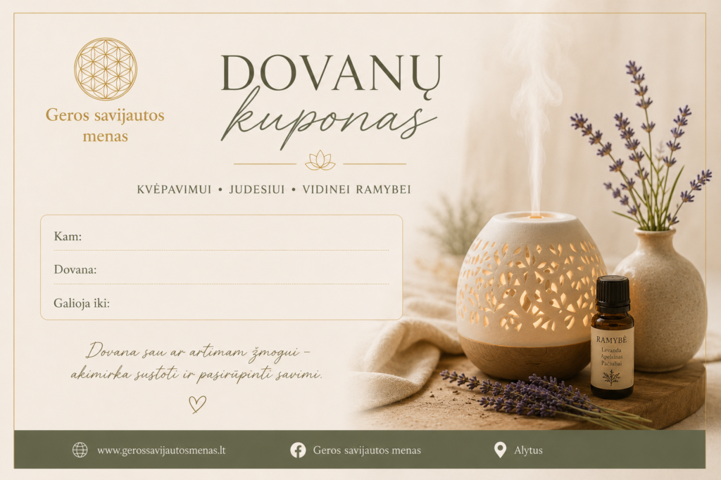 Dovanų kuponas kvėpavimo arba aromaterapijos sesijai